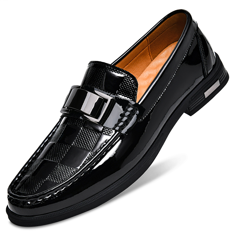 Men Shoes Boss - Eleganckie męskie mokasyny z lakierowanej skóry,