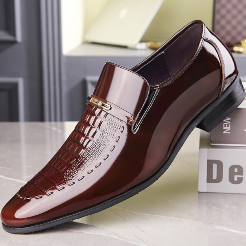 Men Shoes Boss - Mężczyźni Skórzane Buty Patentowe Skórzane Buty