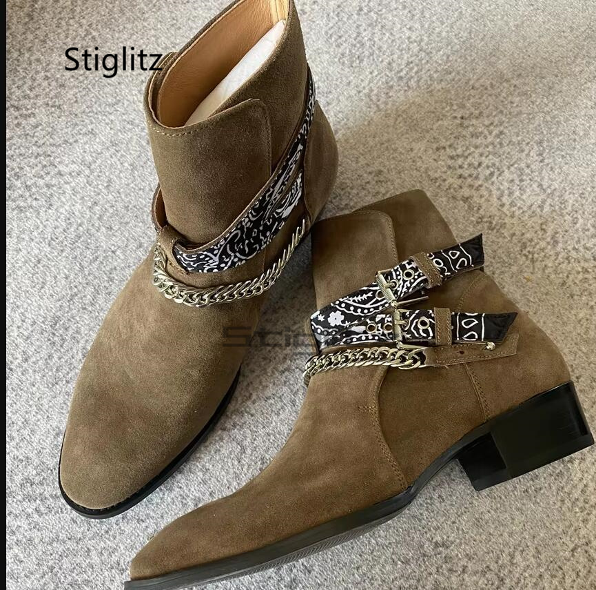 Men Shoes Size 11 - Męskie botki Chelsea ze sztucznego zamszu,