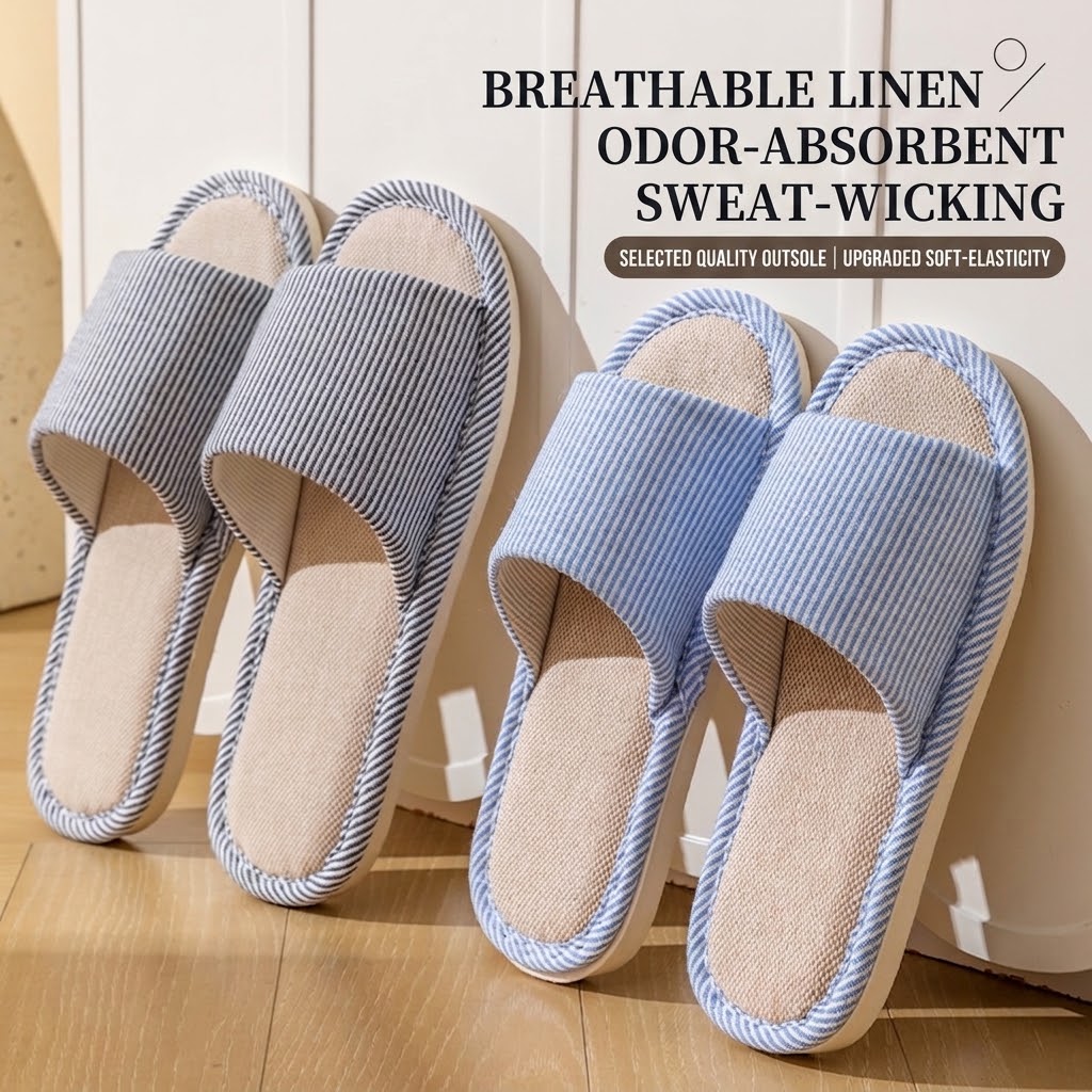Men'S Shoes With Toes - Oddychające lniane kapcie damskie i męskie
