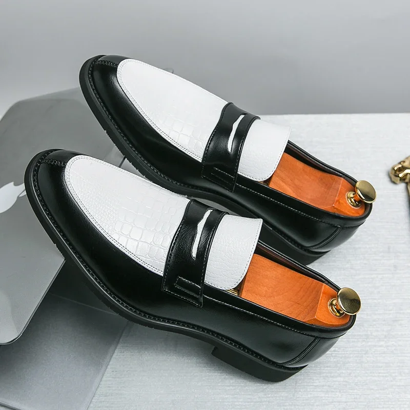 Męskie czarno-białe mokasyny p – Men Shoes Boss recenzja i cena