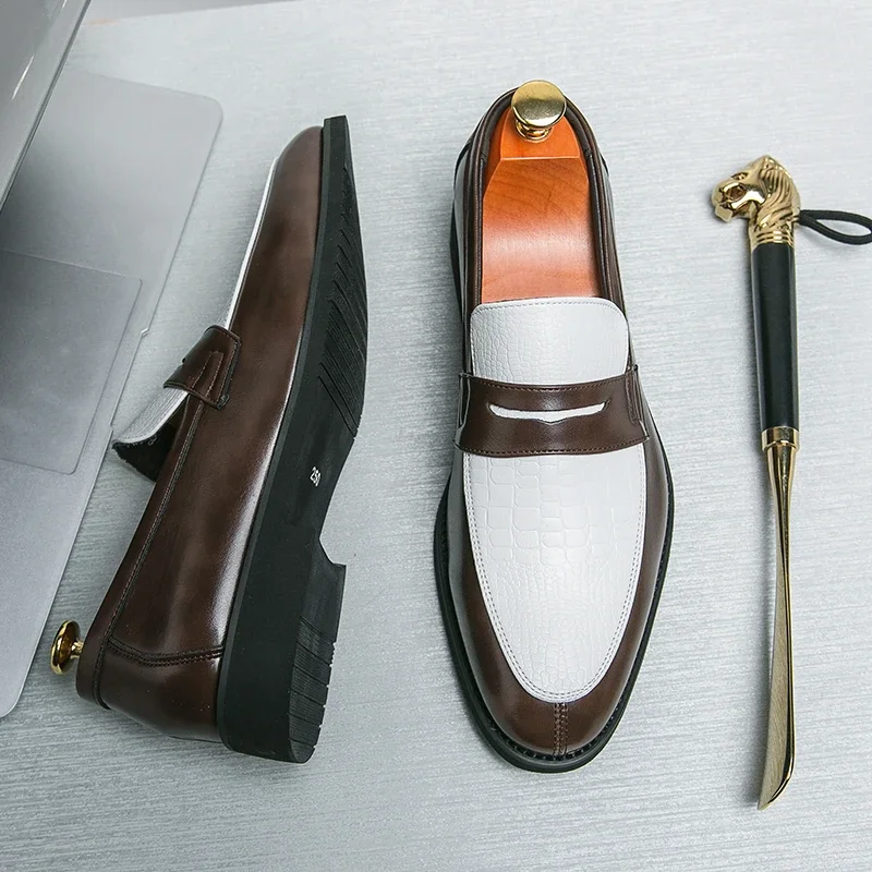 Męskie czarno-białe mokasyny p – Men Shoes Boss recenzja i cena