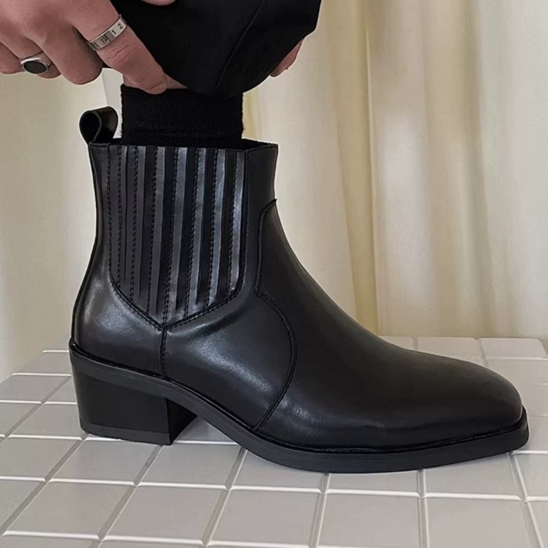 Jesienno-zimowe czarne skórzan – Men'S Shoes Height Increase recenzja i cena