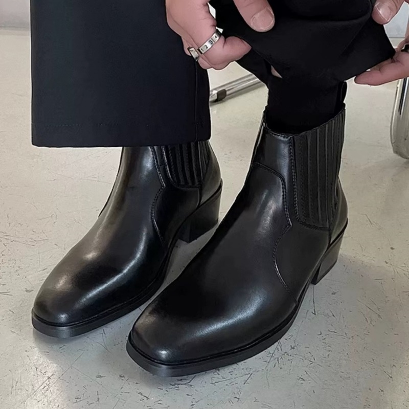 Jesienno-zimowe czarne skórzan – Men'S Shoes Height Increase recenzja i cena