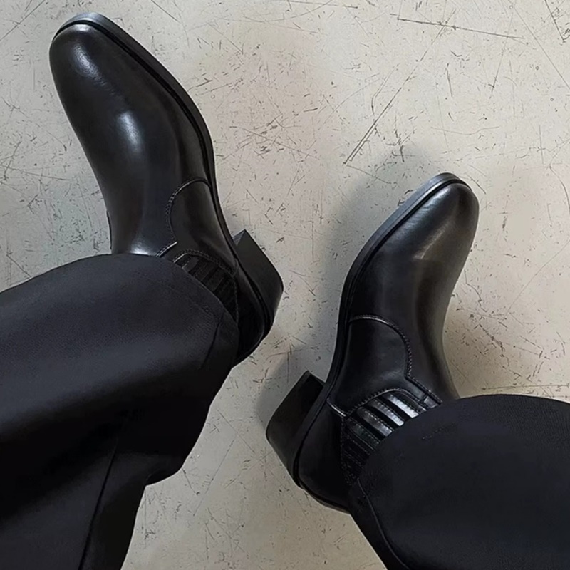 Jesienno-zimowe czarne skórzan – Men'S Shoes Height Increase recenzja i cena