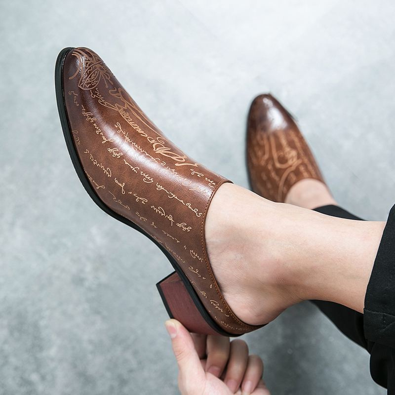 Męskie brązowe skórzane klapki – Men'S Shoes Slip On recenzja i cena